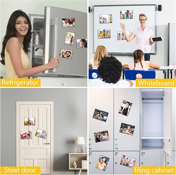 YixangDD 30 Pack Magnetic Picture Frame, 4 x 6 Inches Fridge Magnetic Photo Frames, Magnetic Photo Frames for Refrigerator, Home, School, Office (Black)