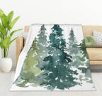 HGOD DESIGNS Watercolor Grey Fir Trees Forest Blanket,Coniferous Tree Decor Blankets Soft Warm Throw for Women Birthday, Home Living Room Decoration 40"x50"