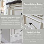 6 Drawers Dresser for Bedroom, Farmhouse 47.8" Wide Dressers & Chests of Drawers w/Roman Column, Wood Rustic Closet Dresser with Two Different Drawer Sizes for Bedroom, Living Room, White