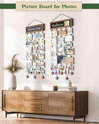 Bikoney 2-Pack Picture Frames Collage Wall Decor Photo Display Photo Board Wood Rustic Frames for Wall Decor and Party with 2 Blackboard and 60 Clips Carbonized Black