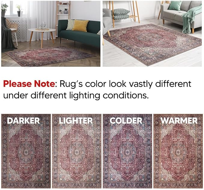 Keen Home Design 2x7 Rug - Machine Washable Runner Rug with Non-Slip Backing, Ideal for Hallway, Entryway, Kitchen, Laundry Room - Vintage, Easy Clean, Durable, Low Pile Rug - (2'6" x 7')