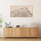 SIGNINART Large Tree Ring Framed Canvas Wall Art, Rustic Beige Wooden Wall Decor, Neutral Nature Wood Stump Artwork, Modern Art Prints for Bedroom Living Room Office 20"x40"
