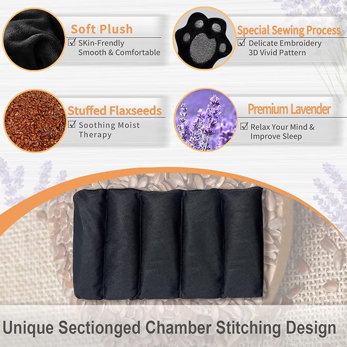 2PCS Microwave Heating Pads for Cramps Pain Relief, 17 * 9" Moist Microwavable Period Menstrual Heat Packs for Cramps, Back, Neck, Shoulder, Abdomen, Black Cat