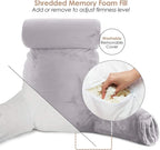 Nestl Reading Pillow Large Bed Pillow, Back Pillow for Sitting in Bed Shredded Memory Foam Chair Pillow, Reading & Bed Rest Pillows Grey Lavender Back Pillow for Bed, Bed Chair Arm Pillow with Pockets
