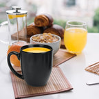 16 OZ Black Stoneware Mugs Set of 6, Large Ceramic Coffee Cups with Handle, Porcelain Mugs for Latte, Milk, Tea and Juice