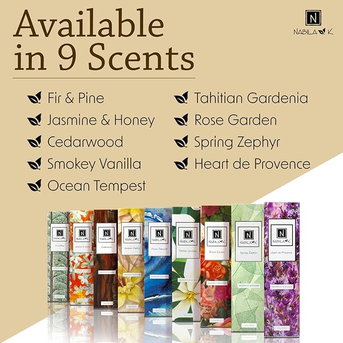 Nabila K Cedarwood Reed Diffuser Set – Warm Woodsy Aromatic Oil for Home – Long-Lasting, Smokeless Scent – Made in USA – Includes Reeds + Bottle – Flameless Candle Alternative