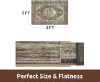 AMOAMI-2X3 Small Rug-Washable Rugs Entryway Mat Indoor-Soft Vintage Non Slip Rugs for Kitchen Laundry Room Bathroom Brown/Coffee Decorative Accent Rug for in Front of Sink 24 Inch x36 Inch