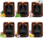 Scented Candles Set, Soy Wax Candles 6 Pack 42 Oz Aromatherapy Candles Gift Set for Women Men (Sage/Vanilla/Lemon/Sandalwood/Mint/Rose