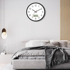 Lumuasky Wall Clock Digital 12" Non-Ticking Silent Battery Operated Analog with LCD Display for Perpetual Calendar and C° Temperature, Ideal Modern Home, Bedroom, Kitchen, Office Decor