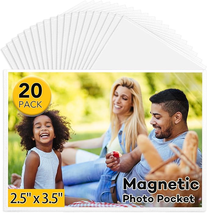 YixangDD 20 Pack Magnetic Picture Frame, 2.5 x 3.5 Inches Fridge Magnetic Photo Frames, Magnetic Photo Frames for Refrigerator, Home, School, Office (White)
