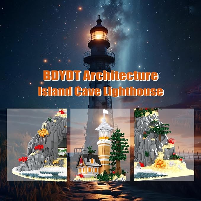 Architecture Island Cave Lighthouse Micro Building Blocks Sets（5686PCS）- Building Block Model Gifts and Unique Collectibles Suitable for Children and Adult Creative Enthusiasts