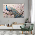 Peacock Tapestry Peacock Tapestries Fabric Wall Hanging Aesthetic Space Garden Indoor Outdoor Wall Art Tablecloth Bedspread Decoration for Bedroom Dormitory Living Room Home Decor 60"x90"