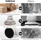 Candle Holder for Pillar Candle Set of 3, Farmhouse Wood Candle Holder, Rustic Wooden Candle Stand, Vintage Tall Candle Stand Decorative for Living Room, Table Centerpiece (Antique White)