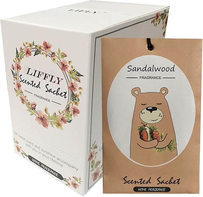 14 Packs Sandalwood Scented Sachets Bag for Drawer and Closet Gift Box