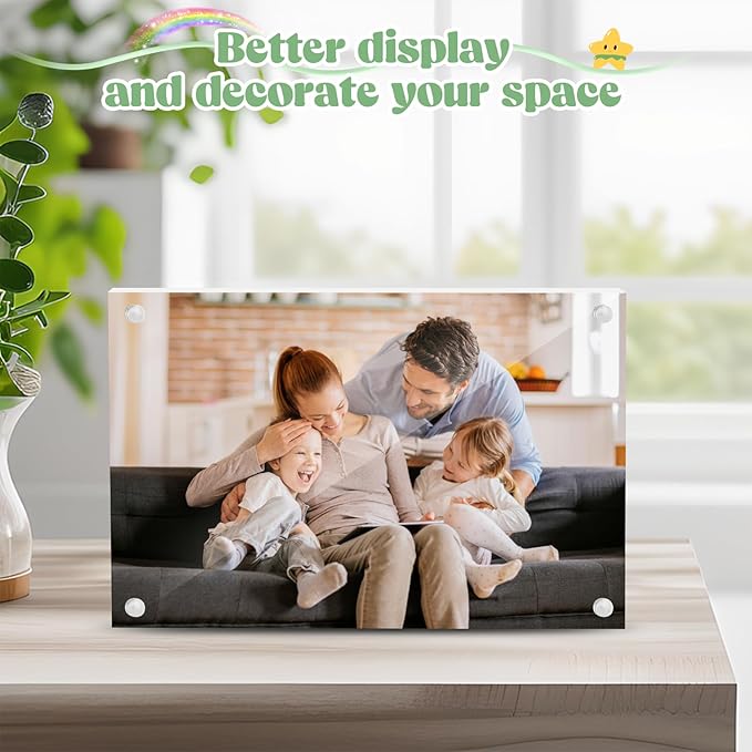 4x6 Acrylic Picture Frames 24 Pack, Clear Picture Frame Double Sided Magnetic Photo Frames 20mm Thicker Desktop Display Frame Wedding Table Numbers for Bedroom Home Office