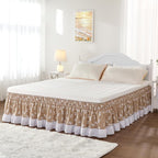 RIMELA Camel Elastic Bed Skirt King Szie 14 inch Drop, Cal King Bedskirt Easy to Put On, Solid Wrap Around Dust Ruffle, Fade Resistant Silky Fabric Machine Washable