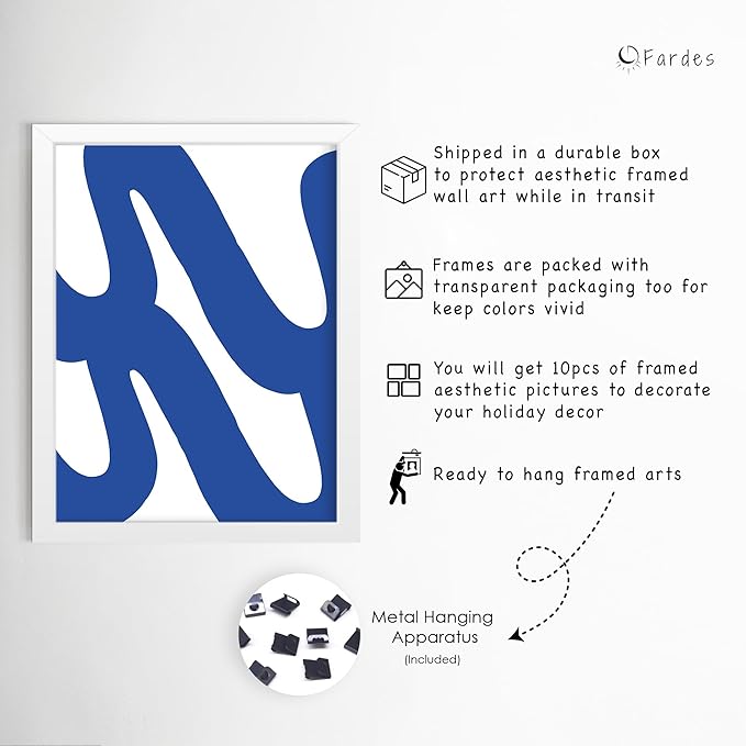 Maximalist Home Decor White Framed Wall Art, 10 pcs of Eclectic Wall Prints for Teen Girls Bedroom Decor, Maximalist Gallery Wall Art for Dorm Room