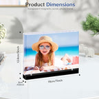 Magnetic Acrylic Picture Frames – Thick Double-Sided Clear Display, Black Base Decorative 5x7 Photo Frame for Home & Office Desktop (3-Pack, Horizontal)