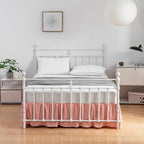 Bed Skirt Full Size Ruffled Bed Skirts with Split Corners, 12 Inch Drop Dust Ruffle Bed Skirt with Platform, 12 Inch, Blush, Full Size