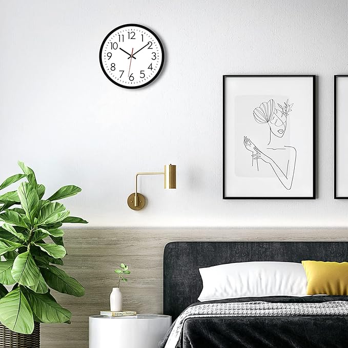 Lumuasky Wall Clock, Silent Non-Ticking 12 Inch Quartz Battery Operated Round Analog Wall Clock for Classroom,School, Office, Living Room, Bedroom,Kitchen