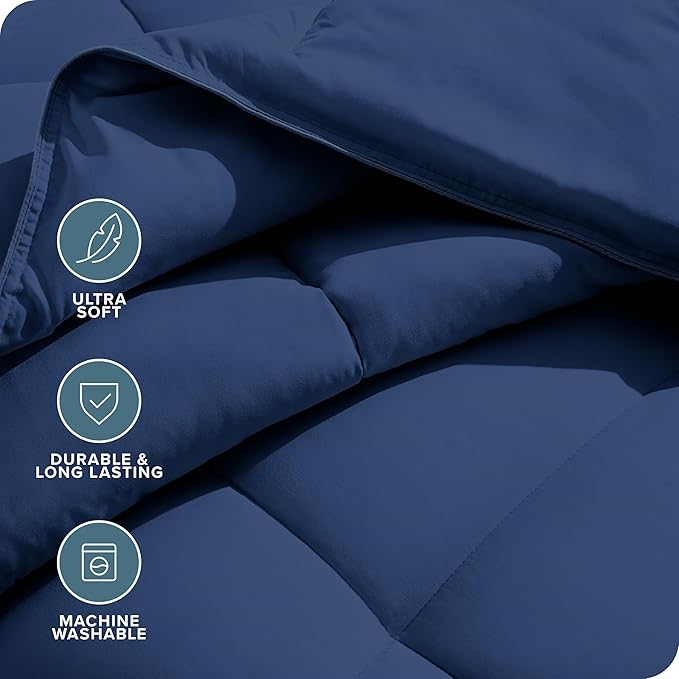 Bare Home Duvet Insert Comforter - Full Size - Goose Down Alternative - Ultra-Soft - Premium 1800 Series - All Season Warmth - Bedding Comforter (Full, Dark Blue)