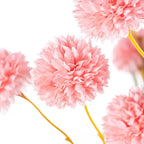 6 Artificial Silk Flowers + 3 Eucalyptus, Artificial Chrysanthemums with Stems for Home Decor, Pink
