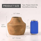 Mitt&Ditt Ceramic Flower Vase, 5.3 inch Pottery Farmhouse Rustic Vase, Handcrafted Weathered Vases, Small Flower Terracotta Vases for Home Decor, Living Room, Table, Shelf, Mantel