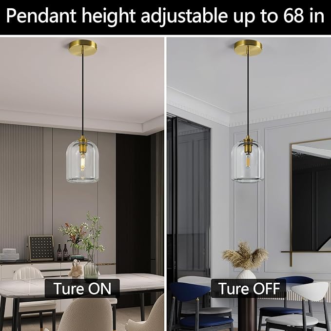 Modern Gold Pendant Lights Kitchen Island Ceiling Chandelier Indoor Crystal Hanging Light Fixtures for Dining Room Kitchen Living Room Bedroom（1Pack）