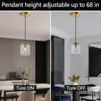 Modern Gold Pendant Lights Kitchen Island Ceiling Chandelier Indoor Crystal Hanging Light Fixtures for Dining Room Kitchen Living Room Bedroom（2Pack）