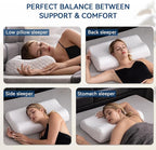 Memory Foam Contour Pillow, Cervical Adjustable Pillow, Sandwich Orthopedic Pillow for Neck Pain Relief, Ergonomic Memory Foam Neck Pillow for Side Sleepers, Queen Size