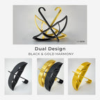 Black & Gold Umbrella Decor – Modern 3D Printed Sculpture for Home or Desk, Minimalist Artistic Accent, Dual Design Set of Two