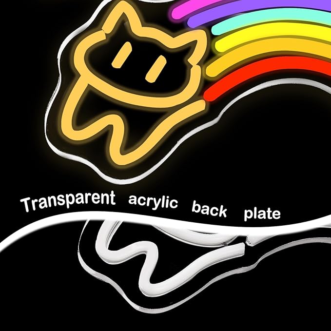 Rainbow Cat Neon Sign Cute Cat Neon Signs for Wall Decor Rainbow Neon Light Sign USB Powered Neon Light for Bedroom Kid Room Pet Shop Game Room Cat Lovers Pride Gifts