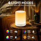 Auxmir Night Light for Kids Baby, Dimmable Touch Lamp for Nursery, 11 RGB Colors 5 Brightness, Portable Rechargeable Bedside Table Lamp for Nightstand, Kids Night Light for Bedroom Living Room, White