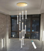 12-Lights Chandelier LED Dimmable Chandeliers for Entryway Flush Mount Ceiling Pendant Light Fixture Crystal Chandeliers for Living Room Gold Finished Lighting Modern High Ceiling Chandelier