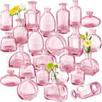 Pink Bud Vase Set of 24 - Small Glass Vase for Flowers, Bulk Mini Vases for Rustic Wedding Decor, Glass Vases for Centerpieces, Floral Arrangements, Clear Bud Vase