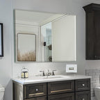 Mirrorons Beveled Mirror, Wall Mirror 40" x 30", Frameless Rectangle Bathroom Mirror with Beveled Edge, Hangs Horizontally or Vertically. Rounded Corner Tempered