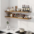 Dreamland 55" Floating Shelves for Wall, 12" Deep Slim Rustic Brown Floating Shelves, Wall-Mounted Shelves for Bedroom, Living Room, Kitchen, Bathroom - Set of 2