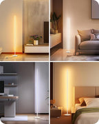 EDISHINE Corner LED Floor Lamp, 57.5" Dimmable Corner Light with Remote, 3 Color Temperature 3000K-4500K-6000K, Minimalist Floor Lamp for Bedroom, Living Room, Office, White