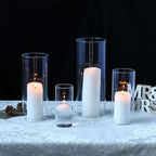 PHOSPHOR 12 PCS Glass Candle Holder, Hurricane Candle Hoder, Glass Pillar Candle Holder, Clear Cylinder Candleholder Cylinder Vase for Centerpieces Wedding Party Decoration