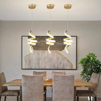 Spiral LED Pendant Light Fixtures, 15IN Modern Pendant Lights Adjustable Height 4000K Gold Kitchen Island Light Chandeliers for Dining Room Hanging Lights, 1 Pack