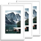 11x17 Picture Frame Set of 3 - Display 8x12 Photo with Mat or 11 x 17 Poster without Mat, Wall Mounting Horizontal and Vertical, White