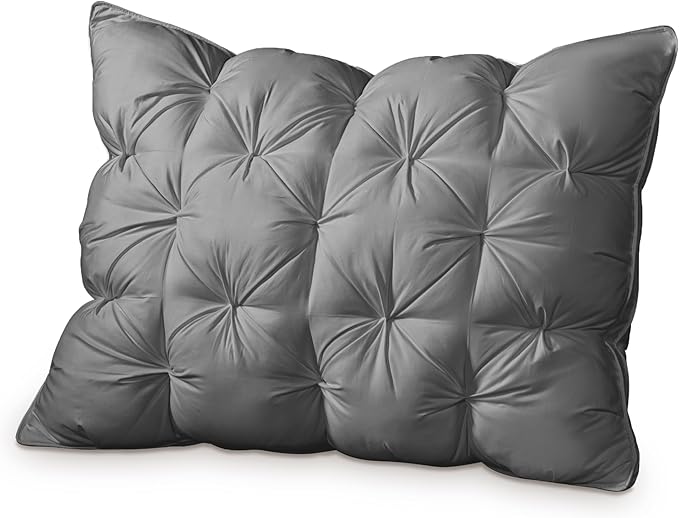 ZUBISU Queen Size Luxury White Goose Down Pillow,800 Fill Power Fluffy and Soft Hotel Feather Pillow,Ideal Bed Pillows for Side Sleepers,Pack of 1 (Queen, Grey)