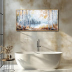 PHAOHUAXM Canvas Wall Art For Living Room Wall Decoration For Bedroom Office Decoration Trees Forest Landscape Painting Lake view Mural Modern Aesthetic Room Home Decor Artwork Wood Framed 20x40 In