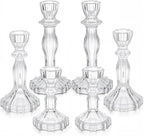 Mumufy 6 Pack Glass Taper Candle Holders Clear Candlestick Holder Fit 0.8 Inch Candles 4'' 6'' 8'' Tall Crystal Decorative Candlestick Stand Centerpiece for Table Wedding Dining Party (Classic)