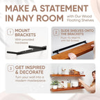 Homeforia Oak Floating Shelves 36 inches Long, High End Solid Real Wood 36 inch Floating Shelf for Room Wall, Honey Oak Wooden 36inch Kitchen Shelves, Heavy Duty Bracket, 36 X 6.5 X 1.75 in, Set of 4