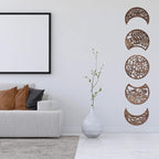 Jetec 5 Pcs Moon Phase Wall Art Decor Wall Pediments Hanging Wooden Moon Phase Spiritual Bedroom Nordic Boho Lunar Aesthetic Art for Living Room Dorm Apartment Bar Ornament(Brown,10.6 Inch)