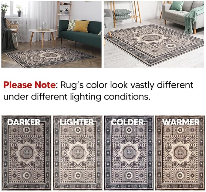 Keen Home Design 2x3 Rug - Machine Washable Entry Rug with Non-Slip Backing, Ideal for Enteryway, Kitchen, Bathroom, Laundry Room - Vintage, Easy Clean, Durable, Low Pile Rug - (2' x 3')