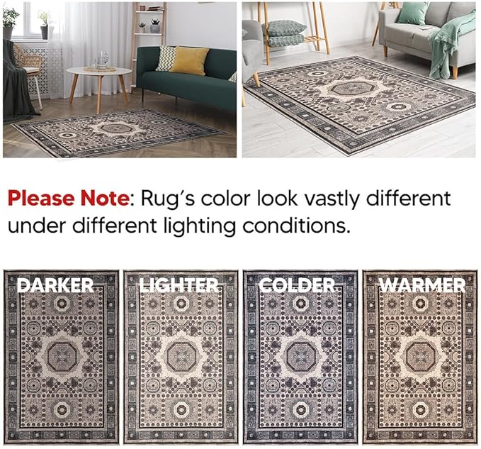 Keen Home Design 2x10 Rug - Machine Washable Runner Rug with Non-Slip Backing, Ideal for Hallway, Entryway, Kitchen, Laundry Room - Vintage, Easy Clean, Durable, Low Pile - (2'6" x 10')