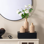 Ceramic Vase Home Table Decor - Gold Flower Vase Set of 3 Living Room Kitchen Decorations Farmhouse Modern Rustic Vases Decorative Centerpiece for Shelf Bedroom Office Bathroom Dining Coffee Desk