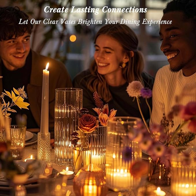 12pcs Glass Vase Cylinder Vases for Centerpieces Small Flower Glass Vases Bud Vases Home Decor Centerpiece Table Flower Vase Decorations for Office Beautification＆Holiday 6 Inch Tall